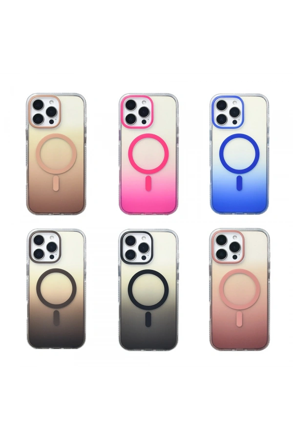 Apple iPhone 16 Pro Max Kılıf M-safe Şarj Özellikli Transparan Renk Geçişli Zore Toros Kapak