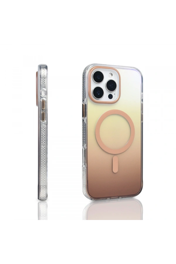 Apple iPhone 16 Pro Max Kılıf M-safe Şarj Özellikli Transparan Renk Geçişli Zore Toros Kapak