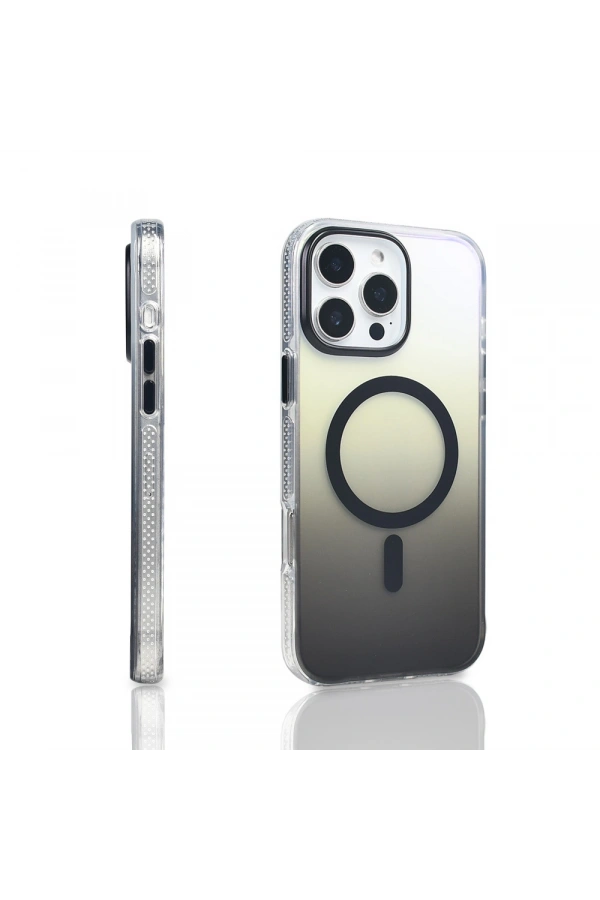 Apple iPhone 16 Pro Max Kılıf M-safe Şarj Özellikli Transparan Renk Geçişli Zore Toros Kapak