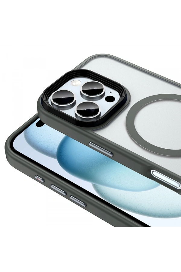 Apple iPhone 16 Pro Max Kılıf Mat Arka Yüzey Wireless Şarj Özellikli Zore Flet M-safe Kapak