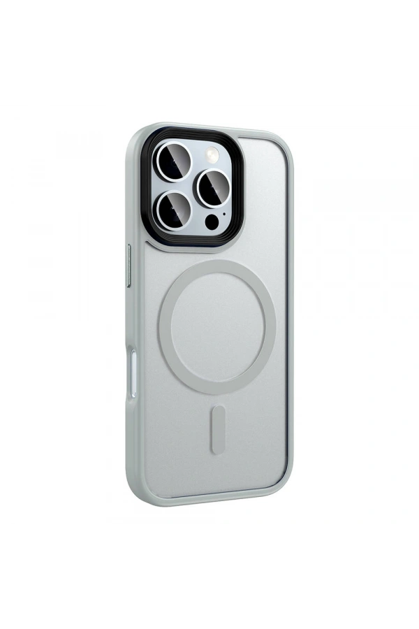 Apple iPhone 16 Pro Max Kılıf Mat Arka Yüzey Wireless Şarj Özellikli Zore Flet M-safe Kapak