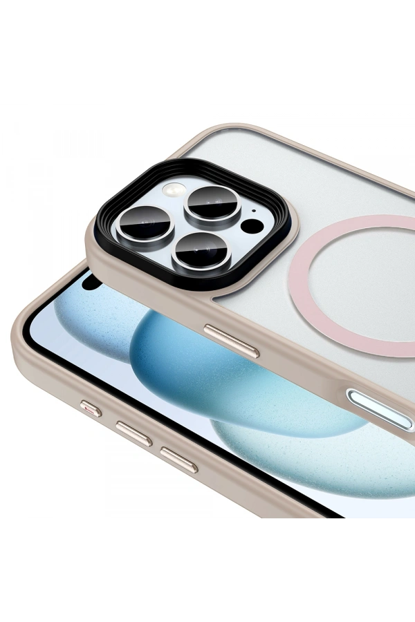 Apple iPhone 16 Pro Max Kılıf Mat Arka Yüzey Wireless Şarj Özellikli Zore Flet M-safe Kapak