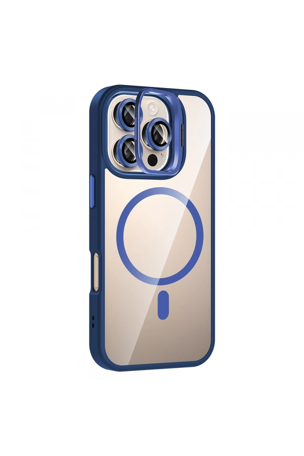 Apple iPhone 16 Pro Max Kılıf Standlı ve Kamera Lens Hediyeli M-Safe Şarj Özellikli Zore Etro Kapak