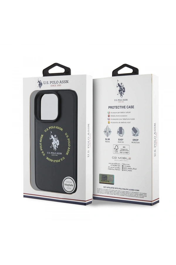Apple iPhone 16 Pro Max Kılıf U.S. Polo Assn. Orjinal Lisanslı M-safe Şarj Özellikli Circle ve Double Horse Logolu Deri Kapak