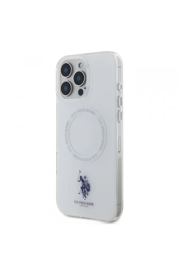 Apple iPhone 16 Pro Max Kılıf U.S. Polo Assn. Orjinal Lisanslı M-safe Şarj Özellikli IML Double Horse Logolu Ring Kapak