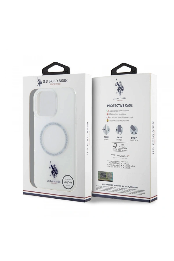 Apple iPhone 16 Pro Max Kılıf U.S. Polo Assn. Orjinal Lisanslı M-safe Şarj Özellikli IML Double Horse Logolu Ring Kapak