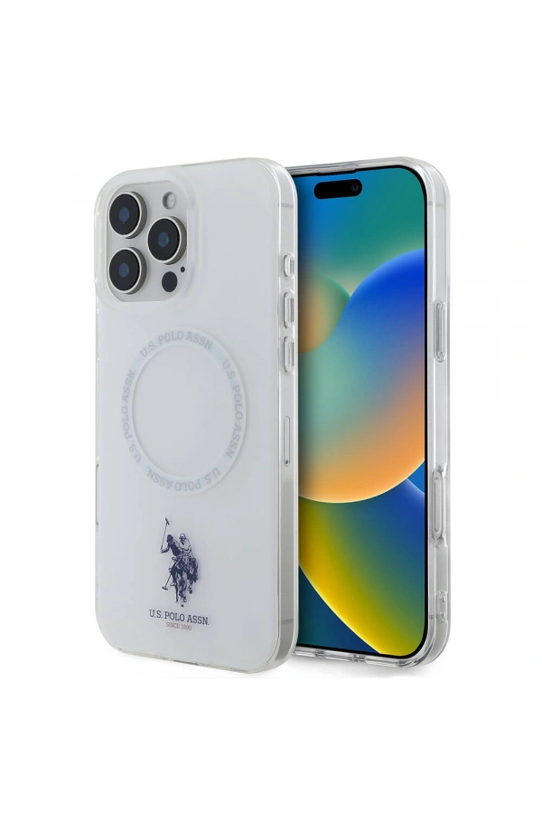 Apple iPhone 16 Pro Max Kılıf U.S. Polo Assn. Orjinal Lisanslı M-safe Şarj Özellikli IML Double Horse Logolu Ring Kapak