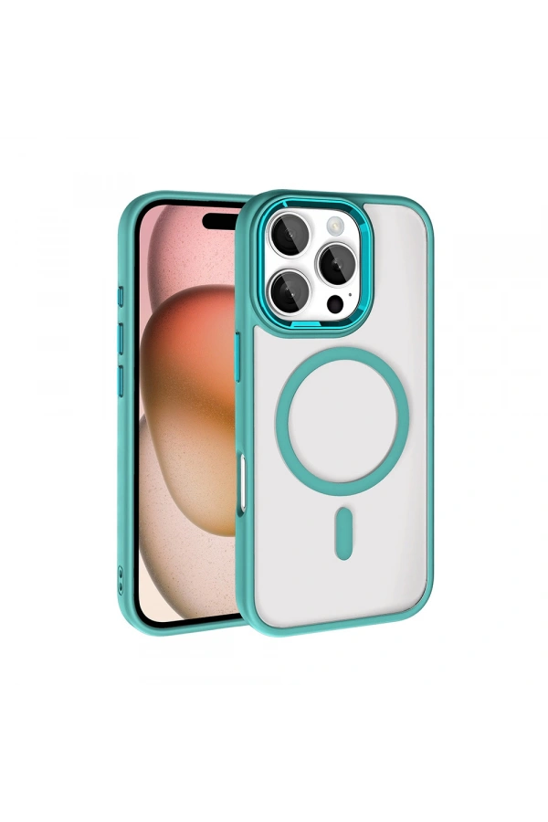 Apple iPhone 16 Pro Max Kılıf Wireless Şarj Özellikli Zore Krom M-safe Silikon Kapak