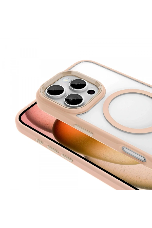 Apple iPhone 16 Pro Max Kılıf Wireless Şarj Özellikli Zore Krom M-safe Silikon Kapak