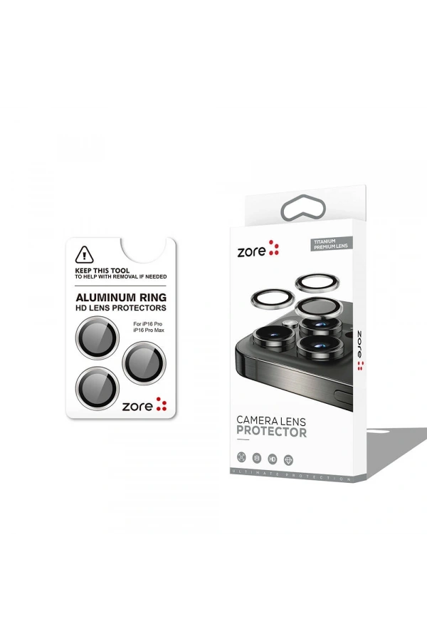 Apple iPhone 16 Pro Max Zore CL-12 Premium Safir Parmak İzi Bırakmayan Anti-Reflective Kamera Lens Koruyucu