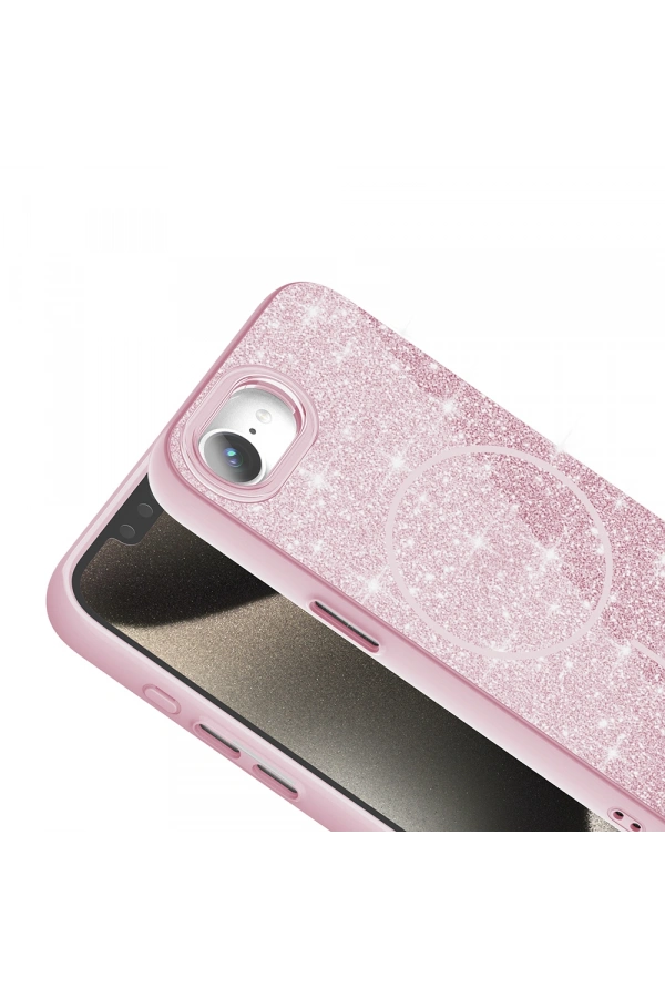 Apple iPhone 16E Kılıf M-safe Şarj Özellikli Parlayan Simli Zore Okso Kapak