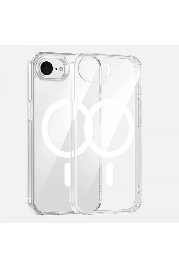 Apple iPhone 16E Kılıf M-safe Şarj Özellikli Şeffaf Sert PC Zore Embos Kapak