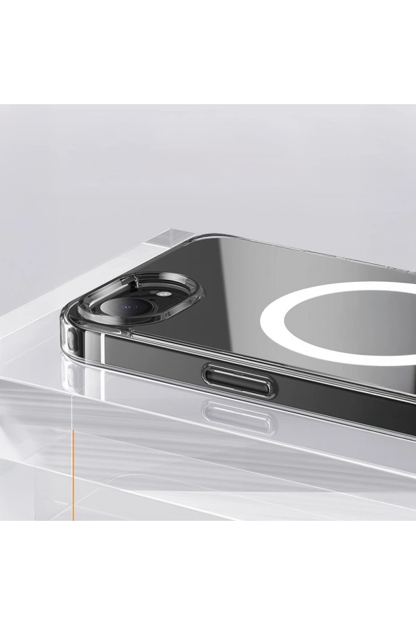 Apple iPhone 16E Kılıf M-safe Şarj Özellikli Şeffaf Sert PC Zore Embos Kapak