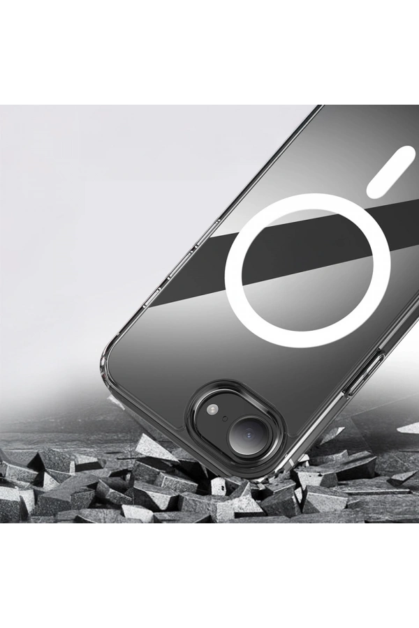 Apple iPhone 16E Kılıf M-safe Şarj Özellikli Şeffaf Sert PC Zore Embos Kapak
