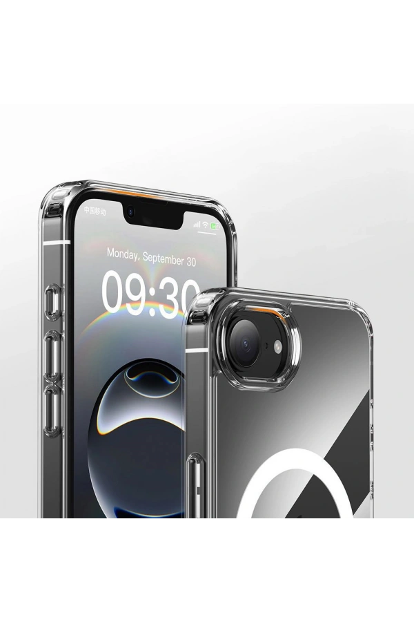 Apple iPhone 16E Kılıf M-safe Şarj Özellikli Şeffaf Sert PC Zore Embos Kapak