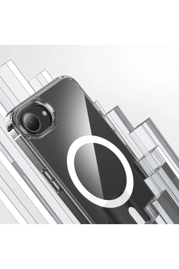 Apple iPhone 16E Kılıf M-safe Şarj Özellikli Şeffaf Sert PC Zore Embos Kapak