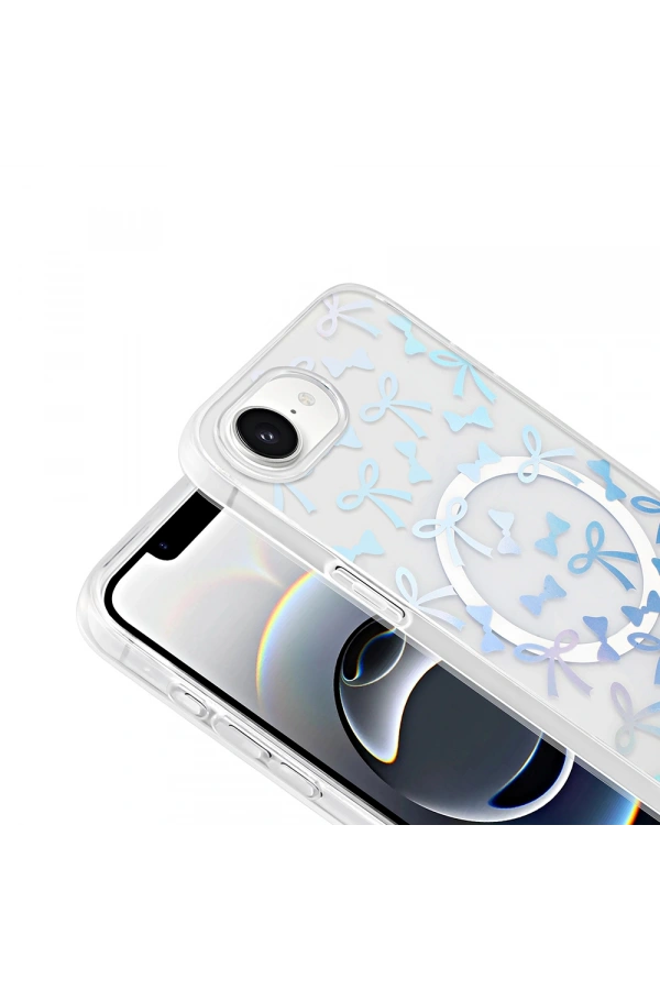 Apple iPhone 16E Kılıf M-Safe Şarj Özellikli Şeffaf Zore Folk Sert Kapak