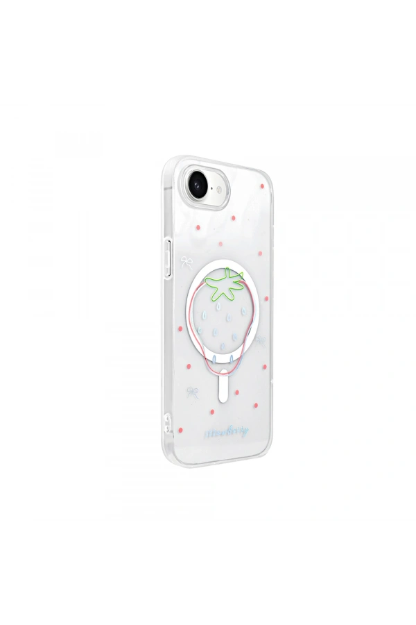 Apple iPhone 16E Kılıf M-Safe Şarj Özellikli Şeffaf Zore Folk Sert Kapak