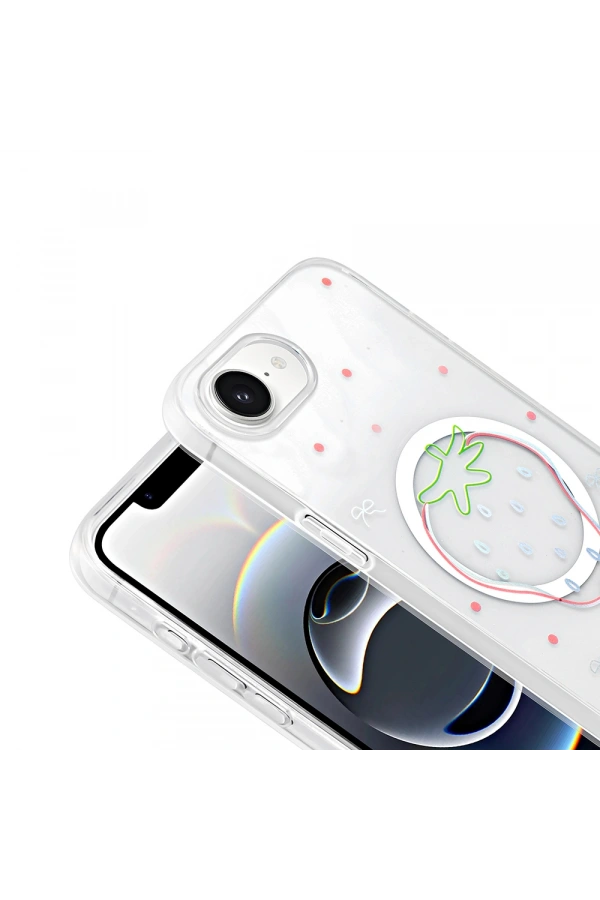 Apple iPhone 16E Kılıf M-Safe Şarj Özellikli Şeffaf Zore Folk Sert Kapak