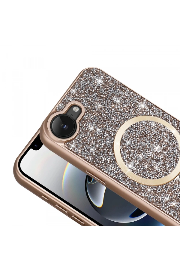 Apple iPhone 16E Kılıf Pırlanta Tasarımlı M-safe Şarj Özellikli Zore Mozaik Silikon Kapak