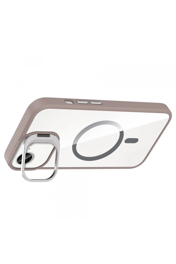 Apple iPhone 16E Kılıf Standlı ve Kamera Lens Hediyeli M-Safe Şarj Özellikli Zore Etro Kapak
