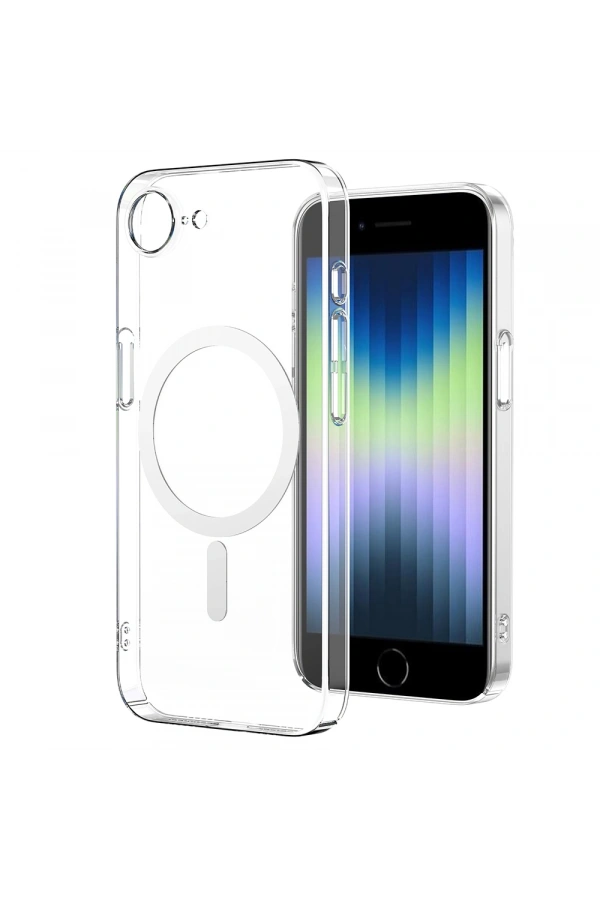 Apple iPhone 16E Kılıf Zore M-safe Şarj Özellikli Şeffaf Kamera Çerçeveli Porto Kapak