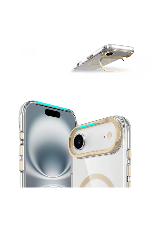 Apple iPhone 17 Air Kılıf M-safe Şarj Özellikli Airbagli Kamera Standlı Zore Azor Kapak