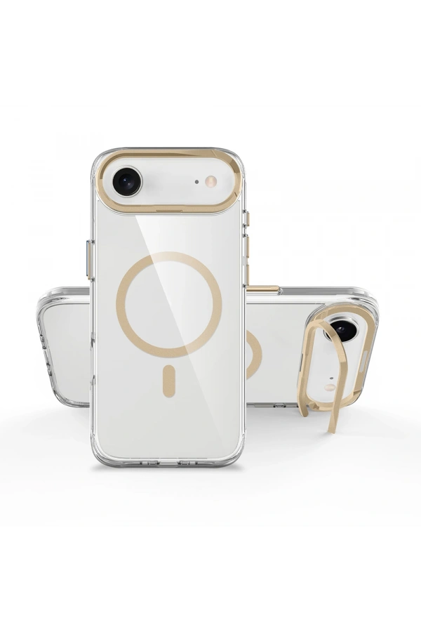 Apple iPhone 17 Air Kılıf M-safe Şarj Özellikli Airbagli Kamera Standlı Zore Azor Kapak