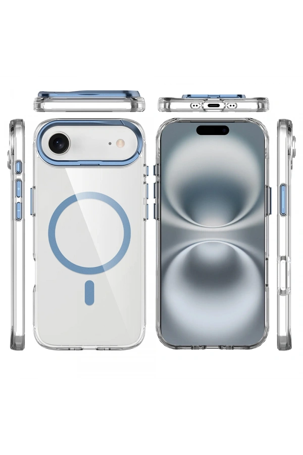Apple iPhone 17 Air Kılıf M-safe Şarj Özellikli Airbagli Kamera Standlı Zore Azor Kapak