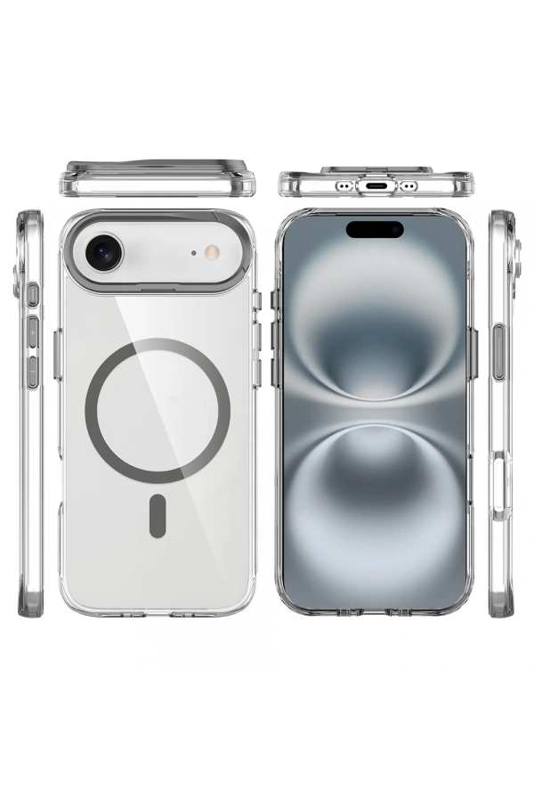 Apple iPhone 17 Air Kılıf M-safe Şarj Özellikli Airbagli Kamera Standlı Zore Azor Kapak