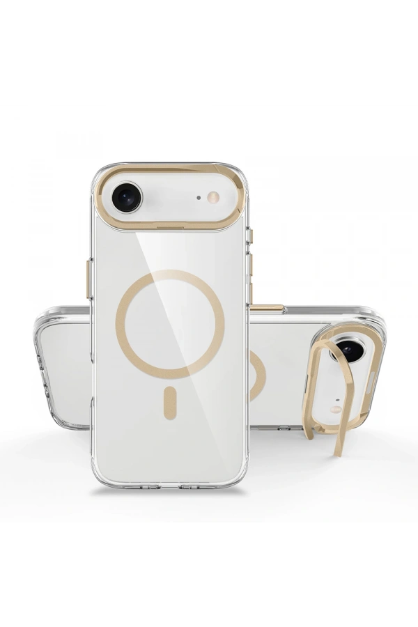 Apple iPhone 17 Air Kılıf M-safe Şarj Özellikli Airbagli Kamera Standlı Zore Azor Kapak