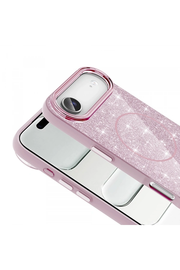 Apple iPhone 17 Air Kılıf M-safe Şarj Özellikli Parlayan Simli Zore Okso Kapak