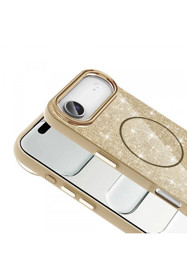 Apple iPhone 17 Air Kılıf M-safe Şarj Özellikli Parlayan Simli Zore Okso Kapak