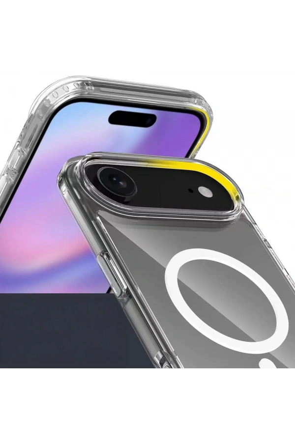 Apple iPhone 17 Air Kılıf M-safe Şarj Özellikli Şeffaf Sert PC Zore Embos Kapak