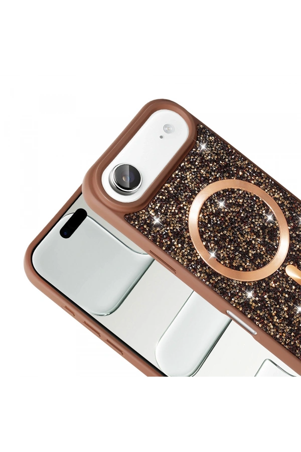 Apple iPhone 17 Air Kılıf Pırlanta Tasarımlı M-safe Şarj Özellikli Zore Mozaik Silikon Kapak
