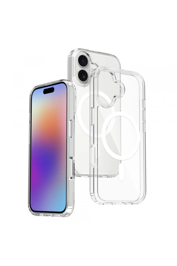 Apple iPhone 17 Kılıf M-safe Şarj Özellikli Şeffaf Sert PC Zore Embos Kapak