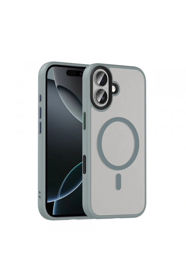 Apple iPhone 17 Kılıf Mat Arka Yüzey Wireless Şarj Özellikli Zore Flet M-safe Kapak