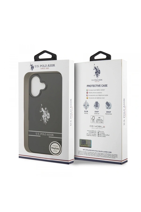 Apple iPhone 17 Kılıf U.S. Polo Assn. Orjinal Lisanslı M-safe Şarj Özellikli IML Double Horse Stripe Logolu Kapak