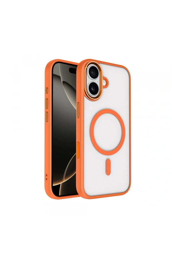 Apple iPhone 17 Kılıf Wireless Şarj Özellikli Zore Krom M-safe Silikon Kapak