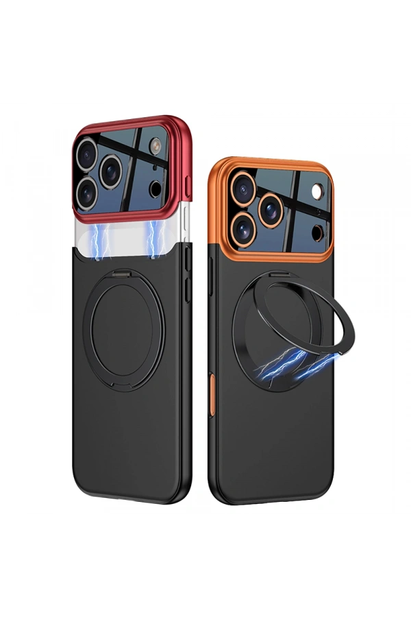Apple iPhone 17 Pro Kılıf M-safe Şarj Özellikli 360 Derece Standlı Çift Parçalı Zore Torino Kapak