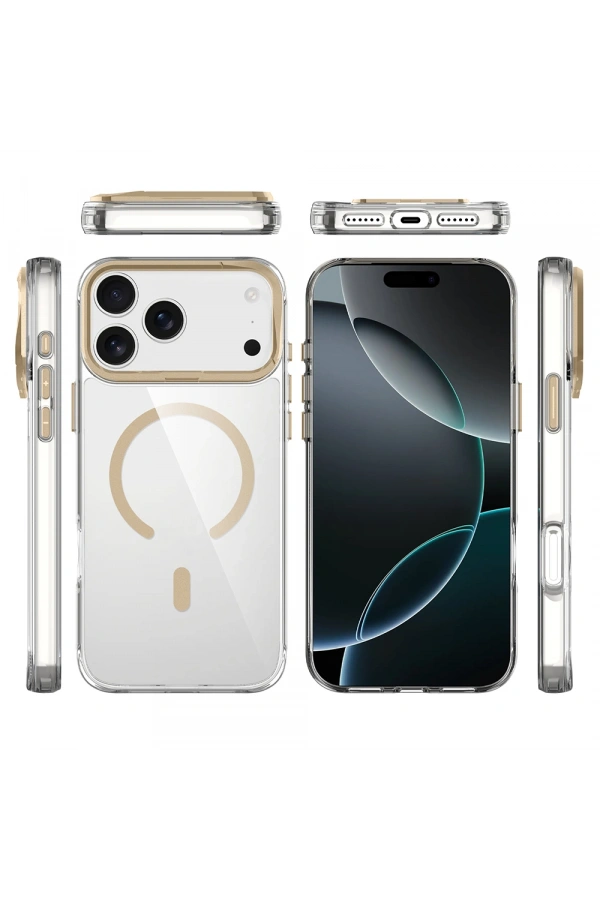 Apple iPhone 17 Pro Kılıf M-safe Şarj Özellikli Airbagli Kamera Standlı Zore Azor Kapak