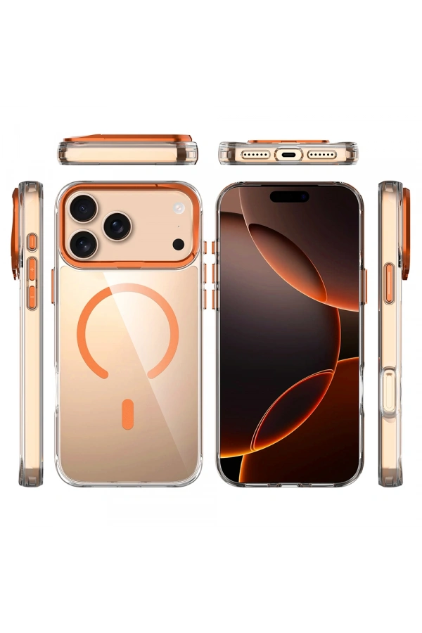 Apple iPhone 17 Pro Kılıf M-safe Şarj Özellikli Airbagli Kamera Standlı Zore Azor Kapak