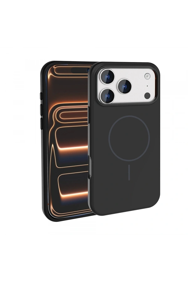Apple iPhone 17 Pro Kılıf M-Safe Şarj Özellikli Metal Kamera Çerçeveli Zore Edi Silikon Kapak