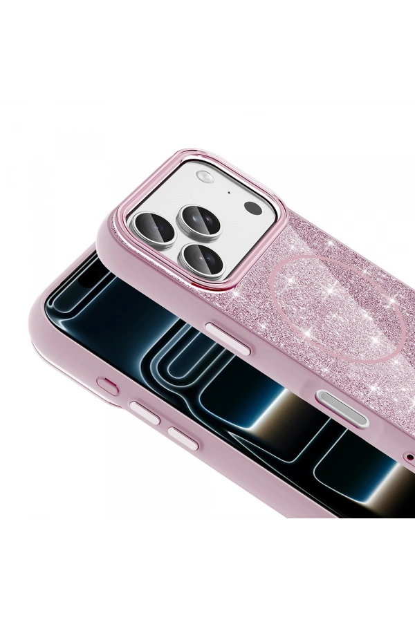 Apple iPhone 17 Pro Kılıf M-safe Şarj Özellikli Parlayan Simli Zore Okso Kapak