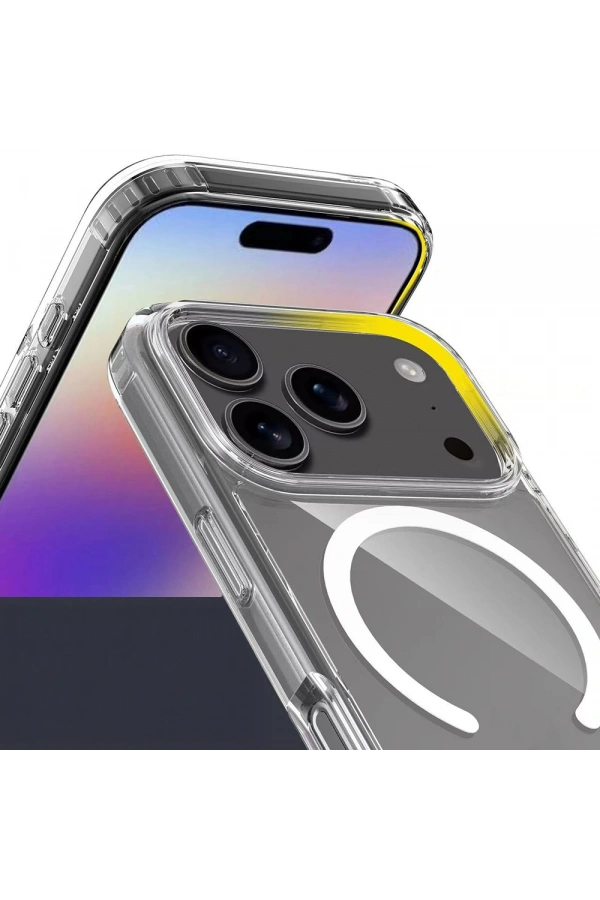 Apple iPhone 17 Pro Kılıf M-safe Şarj Özellikli Şeffaf Sert PC Zore Embos Kapak