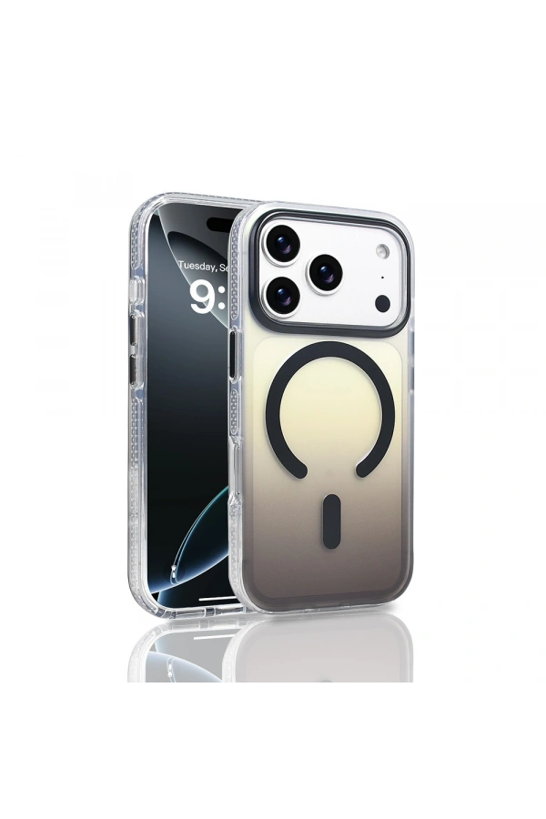 Apple iPhone 17 Pro Kılıf M-safe Şarj Özellikli Transparan Renk Geçişli Zore Toros Kapak