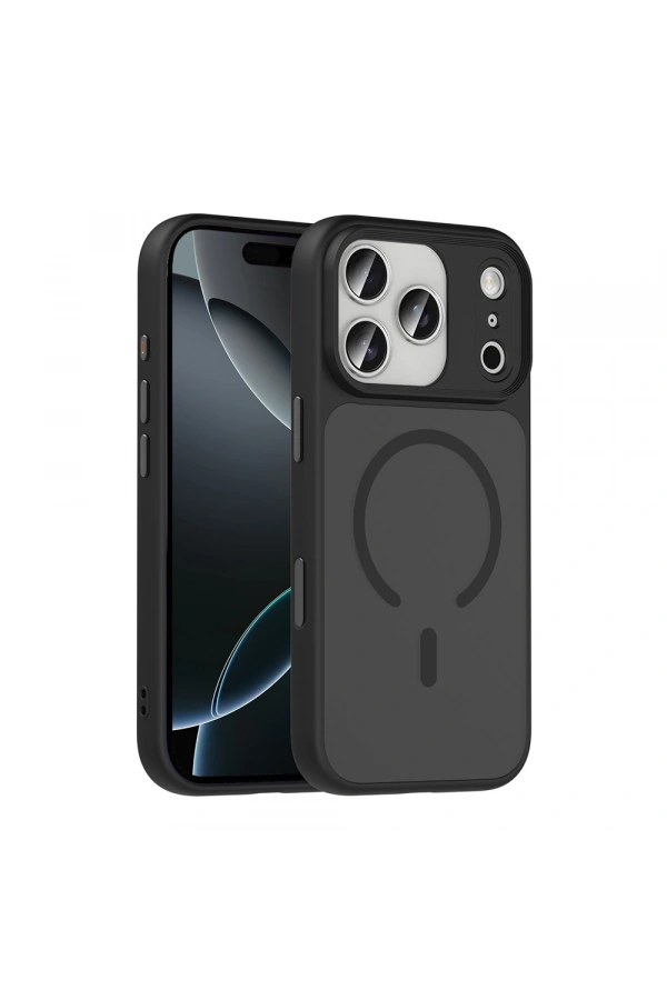 Apple iPhone 17 Pro Kılıf Mat Arka Yüzey Wireless Şarj Özellikli Zore Flet M-safe Kapak
