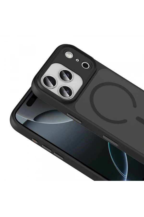 Apple iPhone 17 Pro Kılıf Mat Arka Yüzey Wireless Şarj Özellikli Zore Flet M-safe Kapak