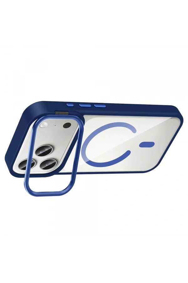 Apple iPhone 17 Pro Kılıf Standlı ve Kamera Lens Hediyeli M-Safe Şarj Özellikli Zore Etro Kapak