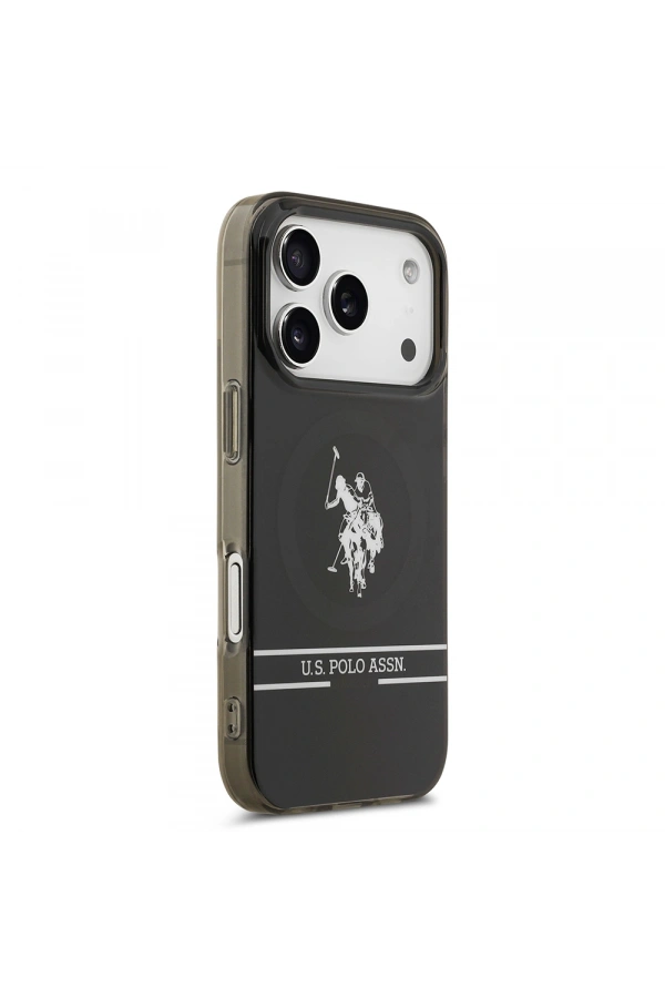 Apple iPhone 17 Pro Kılıf U.S. Polo Assn. Orjinal Lisanslı M-safe Şarj Özellikli IML Double Horse Stripe Logolu Kapak